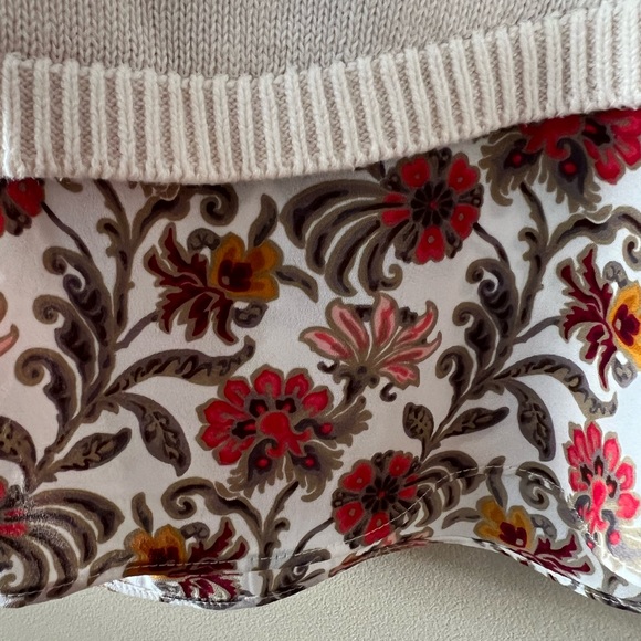 LOFT Cream Knit Sweater with Back Ties Over Floral/Vine Print Fooler Top - Picture 9 of 15